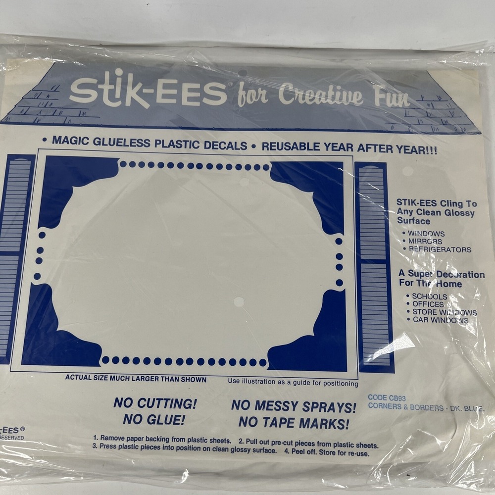 Dk. Blue Corners & Borders Vintage Stik-EES Vinyl Decals Window Decor Clings NEW